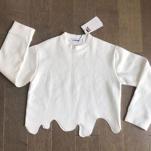 STYLE NANDA groovy wave hem crop sweater SM BNWT